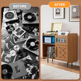 Citybay Vinyl Record Player Stand with Charging Station & RGB Lights,Holds up to 350 Albums, Solid Wood Cabinet with Metal Legs for Turntable, Living Room Citybay