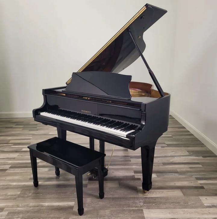 CPS Imports Ebony Wood Top Grand Piano Bench Stool with Music Storage - WoodArtSupply