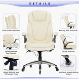 Executive Office Chair-Ergonomic Computer Desk Chair with Upgraded Caster for Swivel, High Back Office Chair with Padded Flip-up Arms,Leather Chair Thicken Seat for Comfort COLAMY