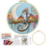 Black dragon handmade DIY embroidery kit,suitable for adult beginners,includes embroidery cloth, instructions, embroidery frame and needle and thread, suitable for holiday gifts (Blue Dragonfly)