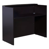 Oakestry Glazed Reception Desk Mocha Finish 48 Inch Wide Contemporary Entry Table with Transparent Transaction Counter Stylish Office Front Desk Modular Reception Station Durable Laminate Furniture Oakestry