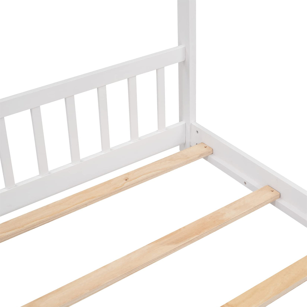 Full House Beds White Montessori Bed Wood Frame Kids Platform Bed with Headboard & Footboard for Children Boys Girls Teens Bellemave