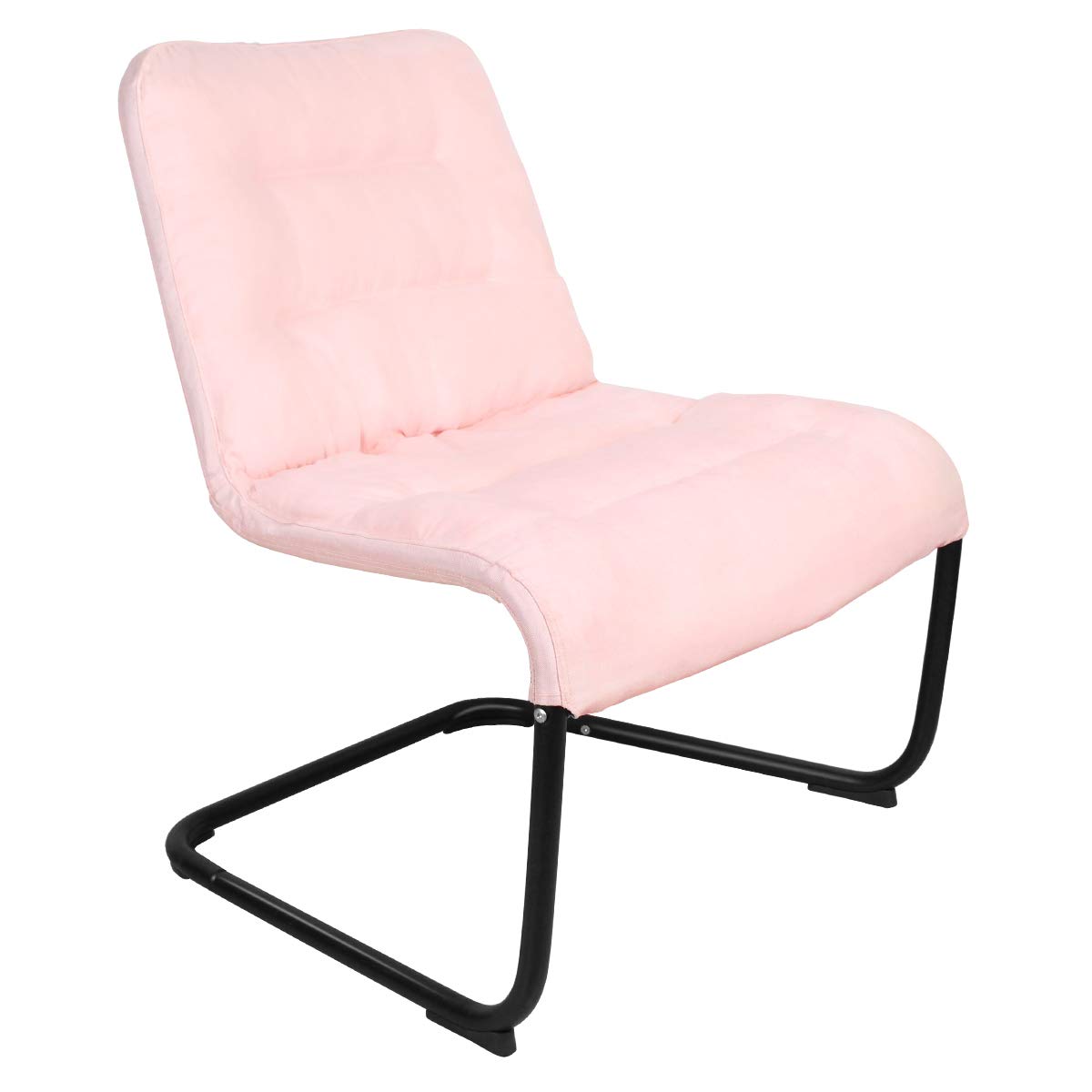 Zenree Upholstered Durable Metal Modern Chair with Soft Cushion, Pink - Ideal for Bedrooms, Living Rooms, Dorms, Indoor Spaces, Accent and Lounging Zenree