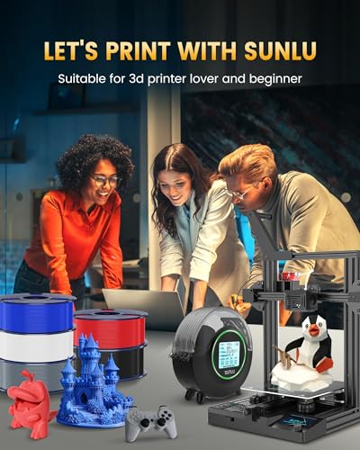 SUNLU PLA+2.0 3D Printer Filament Bundle, 4KG Upgrade PLA+ Filament 1.75mm, Tougher and Stronger, Dimensional Accuracy +/-0.02mm, 1KG per Spool, 4 Packs, 4KG Total, Black+White+Klein Blue+Red SUNLU