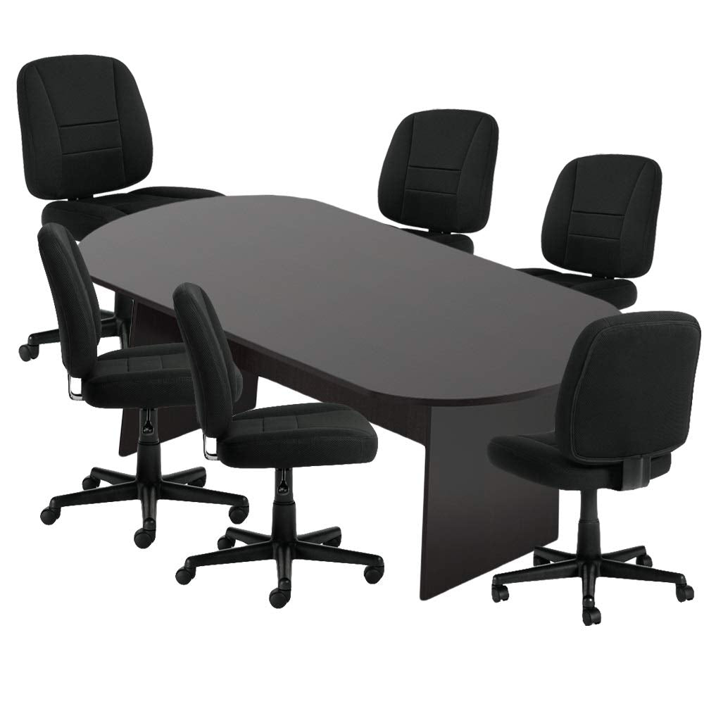 GOF 6FT, 8FT, 10FT Conference Table & Chairs (G11343B) Set, Dark Cherry, Espresso, Mahogany, Walnut, Artisan Grey (8ft with 6 Chairs, Espresso) GOF