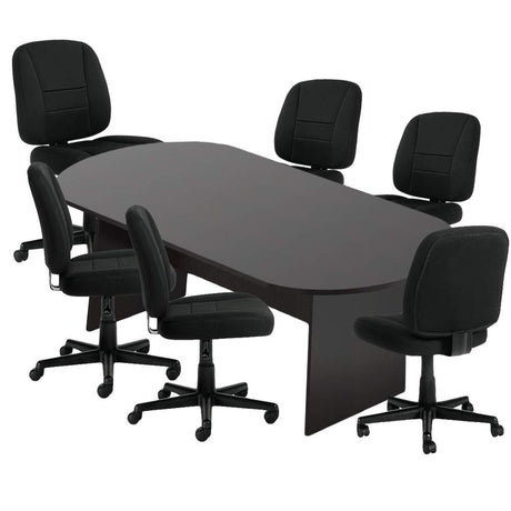GOF 6FT, 8FT, 10FT Conference Table & Chairs (G11343B) Set, Dark Cherry, Espresso, Mahogany, Walnut, Artisan Grey (8ft with 6 Chairs, Espresso) GOF