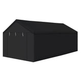 Caravan Canopy Domain 10 x 20 Foot Durable Portable Garage Carport Canopy Car Tent Sidewalls with Dual Zippers and Roll Up Door, Black (Anchor/Mounting Materials + Sidewalls Included) Caravan