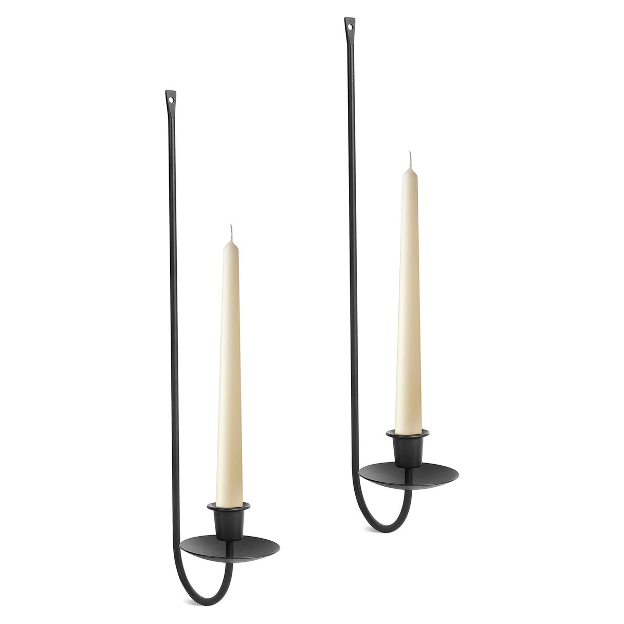 Wall Candle Holder Set of 2, Stylish Black Metal Wall Mount Candle Sconces, Modern Wall Decoration for Living Room, Farmhouse, Fireplace, and Weddings Batoslee