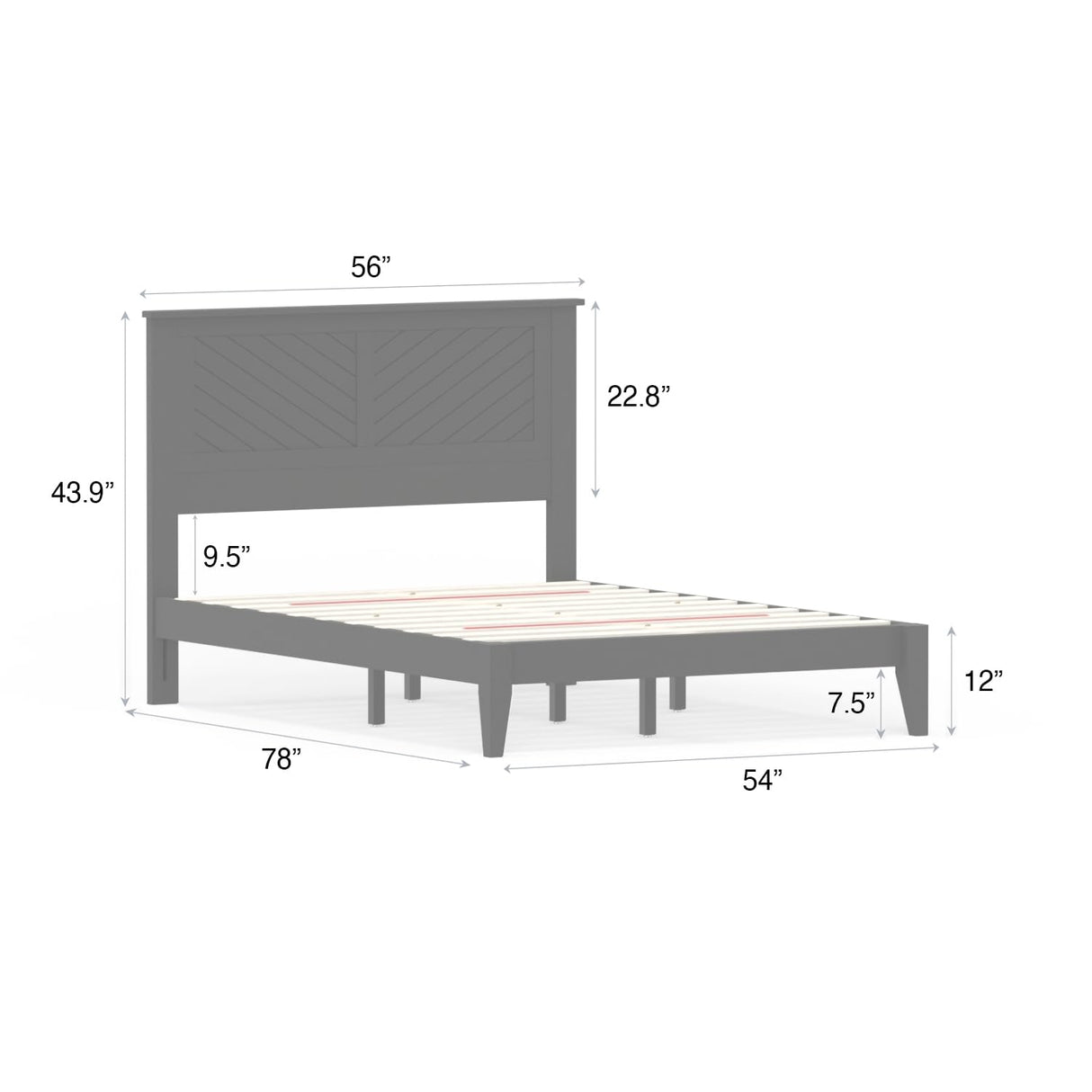 ComfIQ Serene Farmhouse Style Wood Bed in Full Size with Chevron Scoring Headboard, Coastal Modern Design, Sturdy, Easy Assembly, Ample Underbed Storage, White Finish ComfIQ