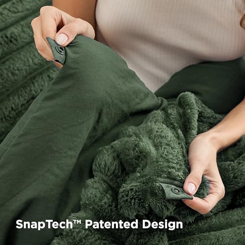 Bedsure Gentlesoft 2-in-1 King Size Comforter Set and Detachable Fluffy Blanket, Olive Green Bedding Set for All Season Use, SnapTech Design for Space Saving(Includes 2 Pillow Shams,2 Pillowcases) Bedsure