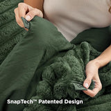 Bedsure Gentlesoft™ 2-in-1 Queen Comforter Set and Detachable Fluffy Blanket, Olive Green Bedding Set for All Season Use, SnapTech™ Design for Space Saving (Includes 2 Pillow Shams, 2 Pillowcases) Bedsure