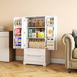 Gizoon 47" White Kitchen Pantry Storage Cabinet with Doors, Shelves, and Drawers for Organised Living Gizoon