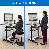 Mount-It! Mobile Standing Desk with Retractable Keyboard Platform | Height Adjustable Stand Up Computer Workstation | Locking Wheels, 99 Lbs Capacity Mount-It!