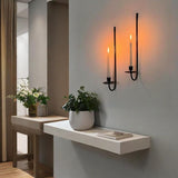 Wall Candle Holder Set of 2, Modern Candle Sconces Wall Mount Metal Holders Hanging Candle Pillar Holder for Living Room, Wedding, Farmhouse, Fireplace, Matte Black YUWENG