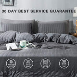 AveLom Queen Duvet Cover Set, 3 Pieces - 90 x 90 in, Dark Gray Microfiber with Zipper and Ties AveLom