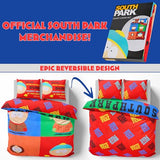 South Park Reversible Duvet Cover & Pillowcase Set for Teens, Men, Single or Double Bed Set, Bedding Decor, Gifts for Him (Multi Double) South Park