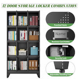 erosoei Metal Lockers for Employees, 12 Doors Metal Storage Locker with Card Slot and Ventilation Holes, Steel Employee lockers for Home Office School Gym Garage, Requires Installation erosoei