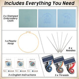 Mindsoft 3 Sets Raccoon Embroidery Kit with Embroidery Hoop Easy Pattern Needlepoint Kit for Beginners and Adults Hand Crafts Needlepoint Set with Needles Thread and Instruction