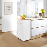 VINGLI Tilt Out Trash Cabinet, Garbage Can Cabinet with Drawer, 10 Gallon Movable/Freestanding Pet Proof Storage Organizer, Modern Trash Can Kitchen Cabinet, Living Room Storage, White VINGLI