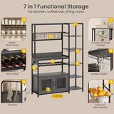 UPOSOJA 47.2in Grey Bakers Rack with Power Outlet and Ample Storage Solutions UPOSOJA