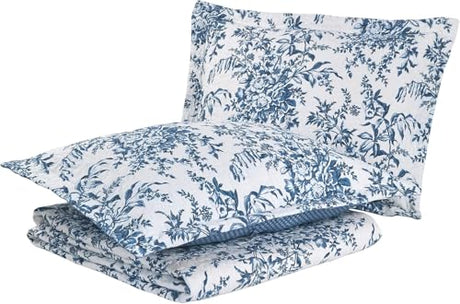 Laura Ashley Home - Bedford Collection - Luxury Premium Ultra Soft Quilt Set, Comfortable & Stylish, All Season Bedding, King, Delft Laura Ashley