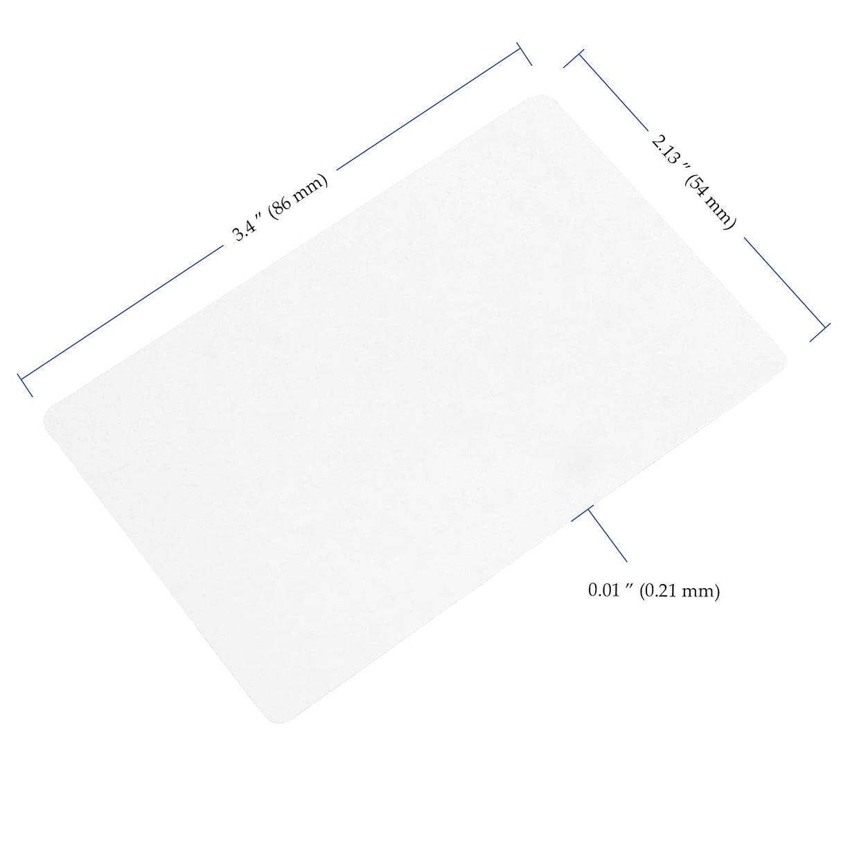 HEIHAK 100 PCS 3.4 x 2.1 Inch Sublimation Metal Business Cards, White Aluminum Blank Smooth Name Cards Gift Cards VIP Cards for Most Custom Laser Engraving, 0.01 inches Thick HEIHAK