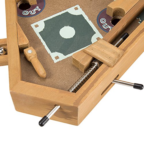 Hey! Play! Baseball Pinball Tabletop Skill Game - Classic Miniature Wooden Retro Sports Arcade Desktop Toy for Adult Collectors and Children, NULL, 13 x 12.25 x 8" Hey! Play!