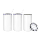 YOUKE OLA 16 Pack Sublimation Tumblers Blanks Bulk Sublimation Cups Skinny Straight Tumbler Stainless Steel Double Wall Insulated Sublimation Water Bottles with Lid & Straw for DIY Gift, 12oz White YOUKE OLA