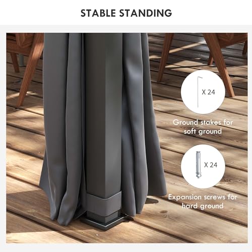 Outsunny 12' x 19' Louvered Pergola Hardtop Gazebo with Adjustable Aluminum Roof and Frame, Outdoor Pergola with Curtains and Netting, for Garden, Lawn, Backyard, and Deck, Dark Gray Outsunny