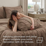Bedsure Full Comforter Set Brown - Bed in a Bag Full Size Bedding Set 7 Pieces, GentleSoft™ Pintuck Bed Set Gift for Family, Pinch Pleat All Season Comforter with Sheets, Pillowcases & Shams