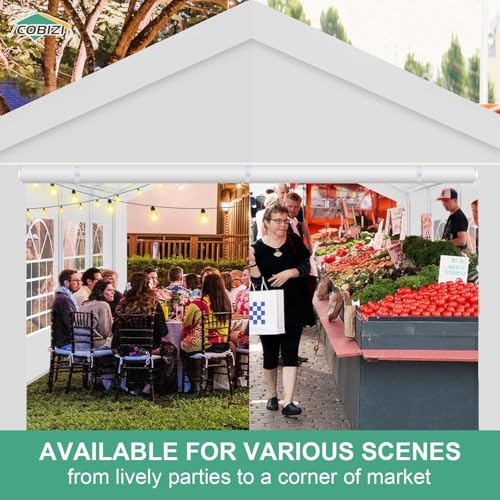 COBIZI 13x26FT Party Tent Heavy Duty Waterproof Outdoor White Gazebo Event Shelter Wedding Canopy for Parties BBQ Commercial with Removable Sidewall Windows, Powder Coating (Better Than Galvanized) COBIZI