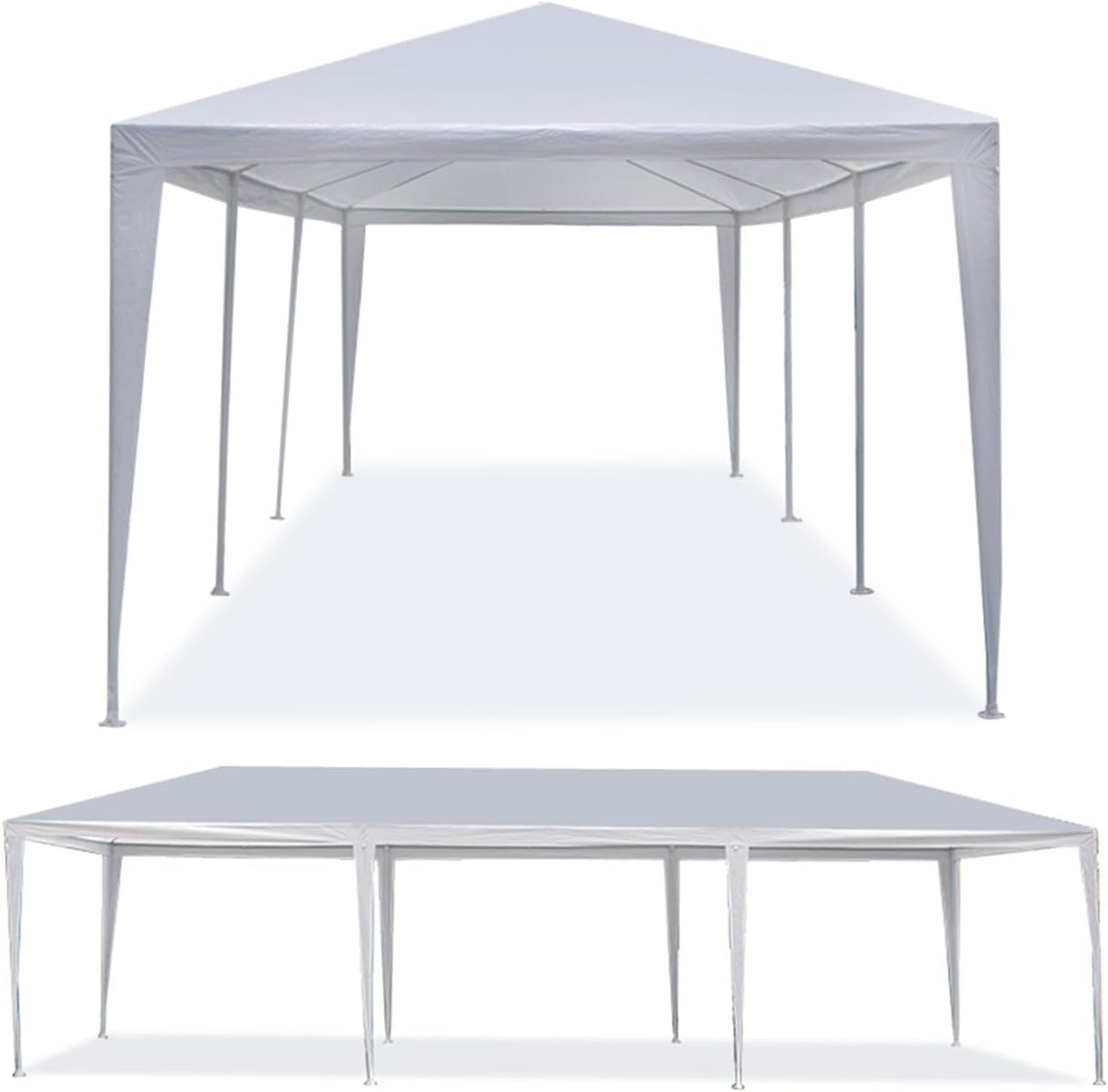 Generic Party Tent 10'x30' Patio Tent Outdoor Canopy Shelter with 8 Removable Side Walls (10' x 30' with 8 Side Walls) White Ge-726 WoodArtSupply