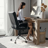 Flash Furniture Whitney Mid-Back Swivel LeatherSoft Desk Chair with Padded Seat and Armrests, Adjustable Height Padded Office Chair, Black Flash Furniture