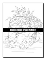Delicious Food: An Adult Coloring Book with Decadent Desserts, Luscious Fruits, Relaxing Wines, Fresh Vegetables, Juicy Meats, Tasty Junk Foods, and More! WoodArtSupply