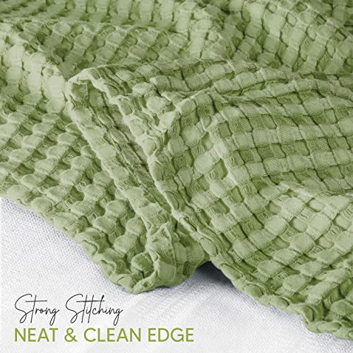 Utopia Bedding Sage Green 100% Cotton Waffle Blanket 300 GSM [King - 90x108 Inch] Soft Lightweight Breathable Bed Blanket for All Season Utopia Bedding