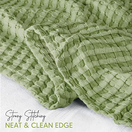 Utopia Bedding Sage Green 100% Cotton Waffle Blanket 300 GSM [King - 90x108 Inch] Soft Lightweight Breathable Bed Blanket for All Season Utopia Bedding