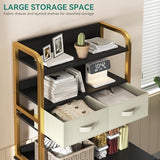 YITAHOME 27" Cat Litter Box Enclosure with Storage Shelves, Large Hidden Cat Litter Box Furniture with 2 Drawers & Soft Cusion, Wooden Hidden Cat Cabinet Washroom Corner, Black YITAHOME