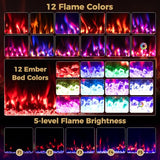 COSTWAY Smart WiFi Electric Fireplace 36-inch Wide, Work with Alexa & Google Assistant, 750W/1500W Wall Mounted & Recessed Heater with Remote/APP Control, 12 Flame & Ember Bed Colors, 12H Timer, Black COSTWAY