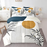Erosebridal Boho Mid Century Queen 7 Pcs Bedding Set, Contemporary Bohemian Minimalist Comforter Set with Sheets, Abstract Geometric Bed in A Bag, Sage Tropical Palm Leaves Retro Elegant Zen Bed Sets Erosebridal