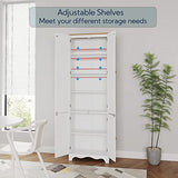 Yusong 72'' Tall Kitchen Pantry Cabinet, Freestanding Storage Cabinet with Doors and Shelves, Wooden Food Pantry Farmhouse Cupboard Buffet for Kitchen Dining Living Room, White Honey Yusong