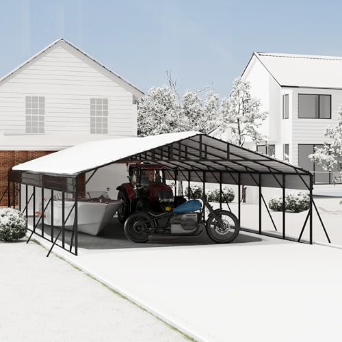 20x40 ft Metal Carport Kits with Galvanized Steel Roof, Heavy Duty Metal Roof Carport with Enhanced Base, TallMetal Carports Kits Garage for Tractors, Pickup, Boat, Car GarveeLife