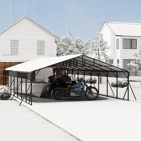 20x40 ft Metal Carport Kits with Galvanized Steel Roof, Heavy Duty Metal Roof Carport with Enhanced Base, TallMetal Carports Kits Garage for Tractors, Pickup, Boat, Car GarveeLife