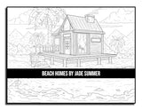 Beach Homes: An Adult Coloring Book with Beautiful Vacation Houses, Charming Interior Designs, and Relaxing Nature Scenes WoodArtSupply