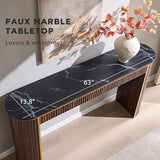 OKD Modern Fluted Console Table, 63" Long Narrow Entryway & Sofa Tables for Hallway, Tall Accent Table Behind Couch for Foyer Living Room, Dark Walnut OKD