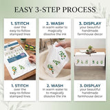 LEISURE ARTS Stamped Tea Towel with Perle Edge, Herb Garden, 2 Pack, 17x28 Inch, Percale Stamped Embroidery Fabric, DMC Anchor Coats Floss Guide