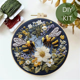 Huacan Embroidery Kit for Beginners Adults Includes Stamped Bees Pattern, Hoop, Color Threads,Tools,Easy to Follow Instruction