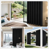 Joydeco Blackout Patio Sliding Door Curtains 84 Inches Long, Grommet Privacy Room Divider Curtains, Extra Wide Thermal Blackout Drapes for Bedroom Living Room (Black, 100Wx84L, 1 Panel) Joydeco