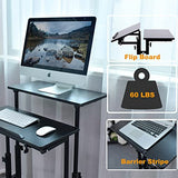 AIZ Double Table Mobile Standing Desk, Adjustable Computer Desk with Rolling Wheels, Portable Laptop Table for Standing or Sitting, Home Office Computer Workstation for Adults or Children AIZ
