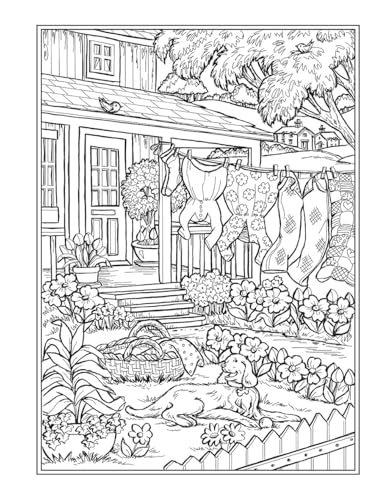 Creative Haven Small-Town Charm Coloring Book (Adult Coloring Books: In The Country) WoodArtSupply