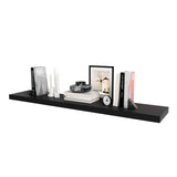 WELLAND 60 inch Black Mission Floating Shelves for Wall, Bathroom Wall Mount Shelves, Wood Modern Display Shelves, Book Shelves,for Bedroom,Living Room and Kitchen WELLAND